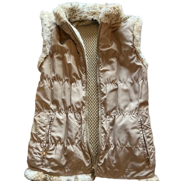 Bagatelle Reversible Faux Fur/Stretch Knit Quilted Puffer Zip Up Vest Size M - Picture 5 of 7